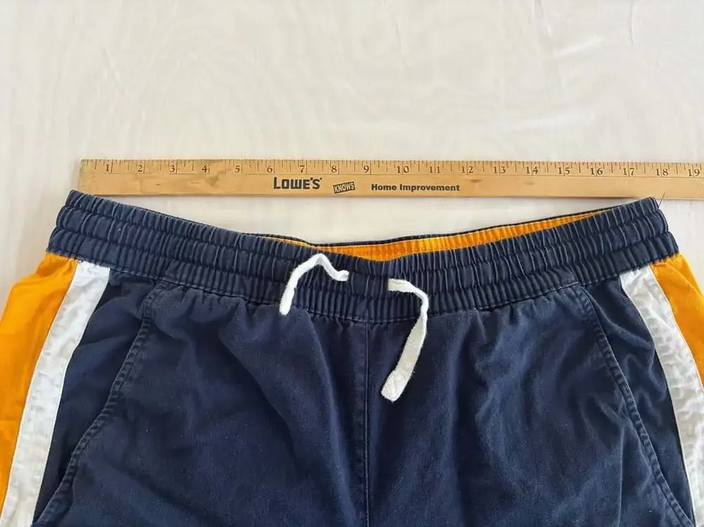 Nike Shorts Size L Navy Blue Yellow White Striped Canvas